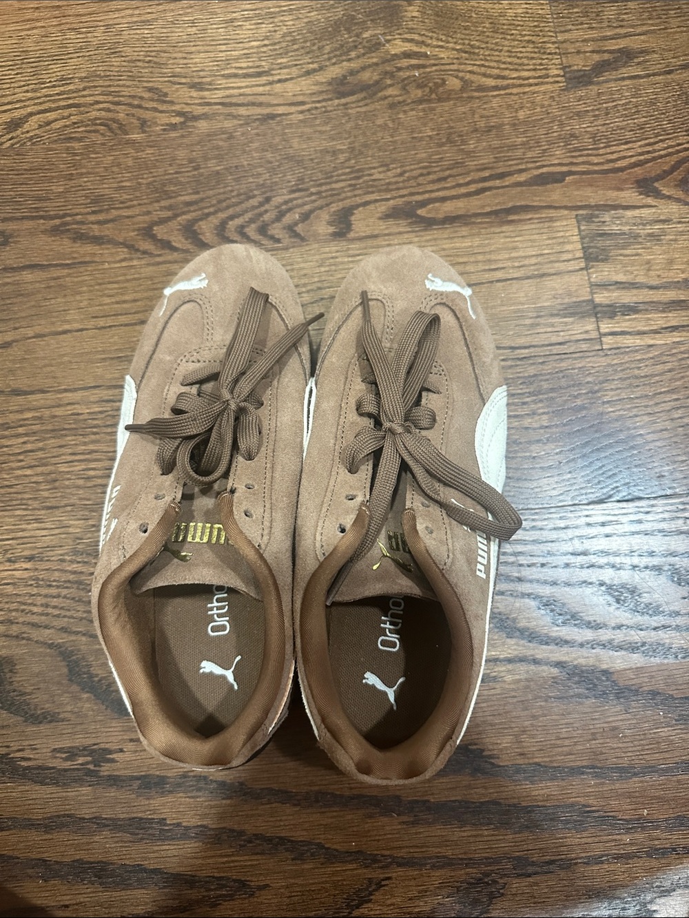 Puma Kids Brown Suede Sneakers with White Formstripe
